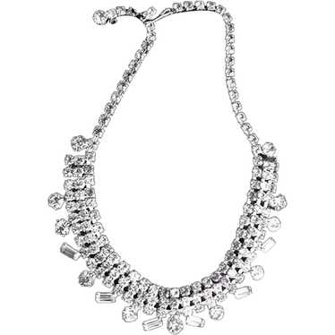 Exquisite Clear Vintage Rhinestone Necklace - image 1