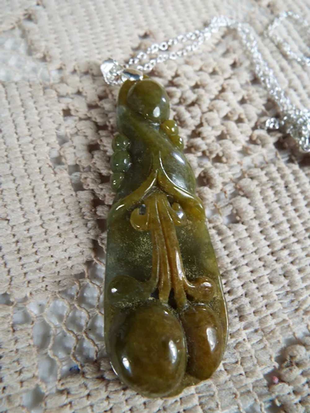 Natural, Brown And Green, Jadeite Pendant, Sterli… - image 3