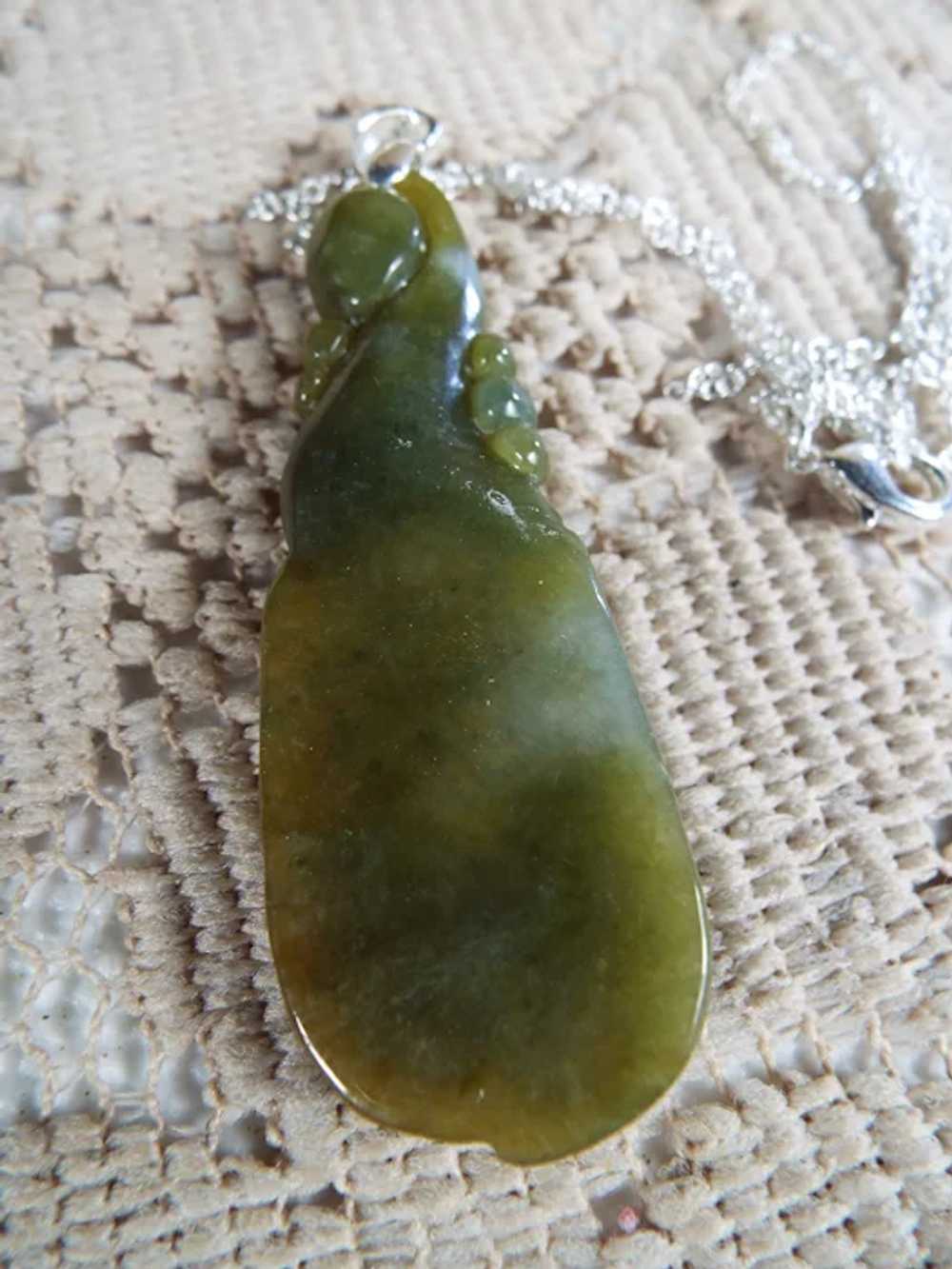 Natural, Brown And Green, Jadeite Pendant, Sterli… - image 4