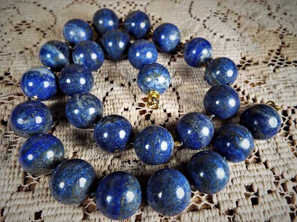 Natural, unprocessed, 17mm Lapis Lazuli Bead Neck… - image 2