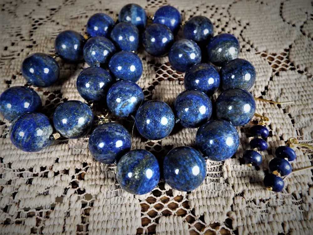 Natural, unprocessed, 17mm Lapis Lazuli Bead Neck… - image 4