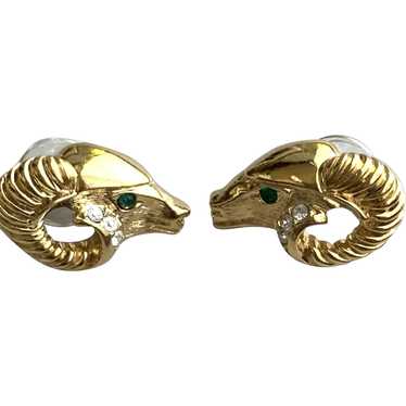 Kenneth Jay Lane KJL for Avon Ram Heads Earrings F