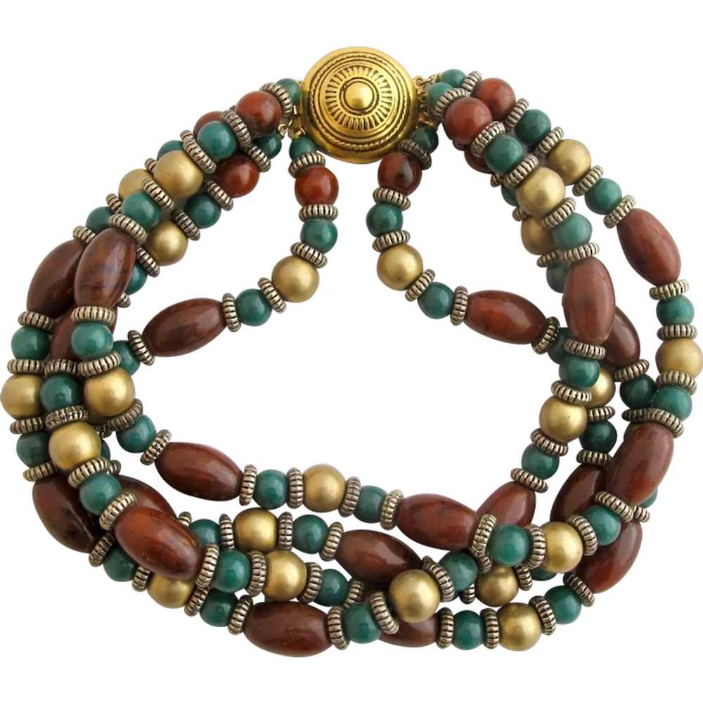 Vintage Ben-Amun Tribal Bead Choker Necklace - image 1