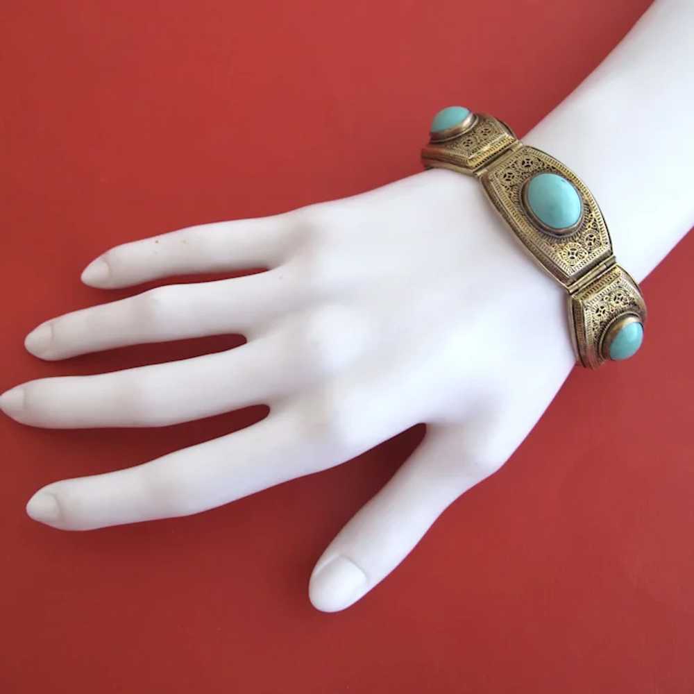 Vintage Chinese Export Silver Gilt Bracelet with … - image 11