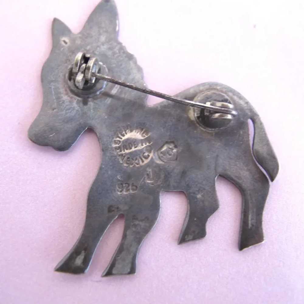 Vintage Sterling Silver Enamel Donkey Pin by JF M… - image 11