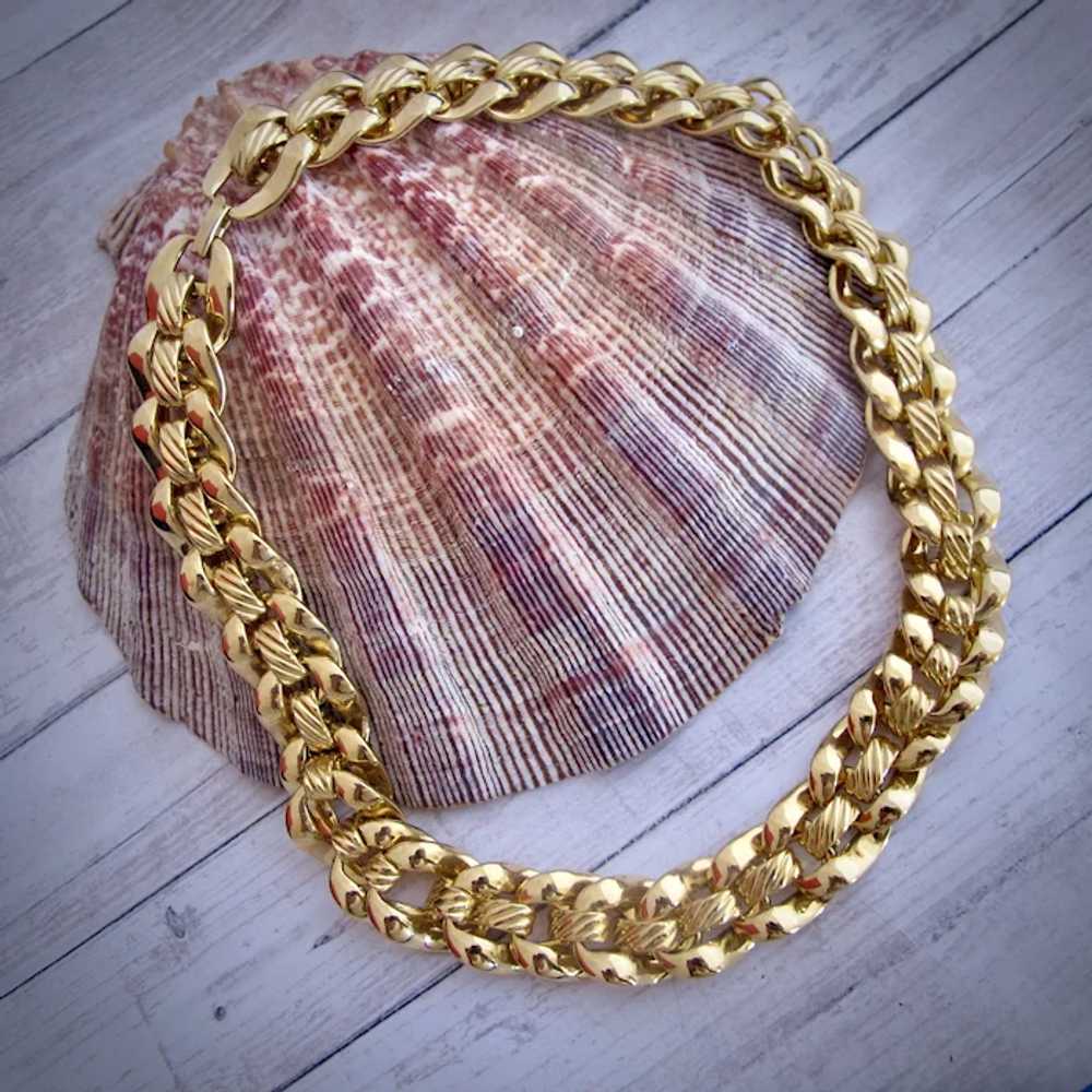 Vintage Napier Gold Tone Link Choker Necklace - image 10