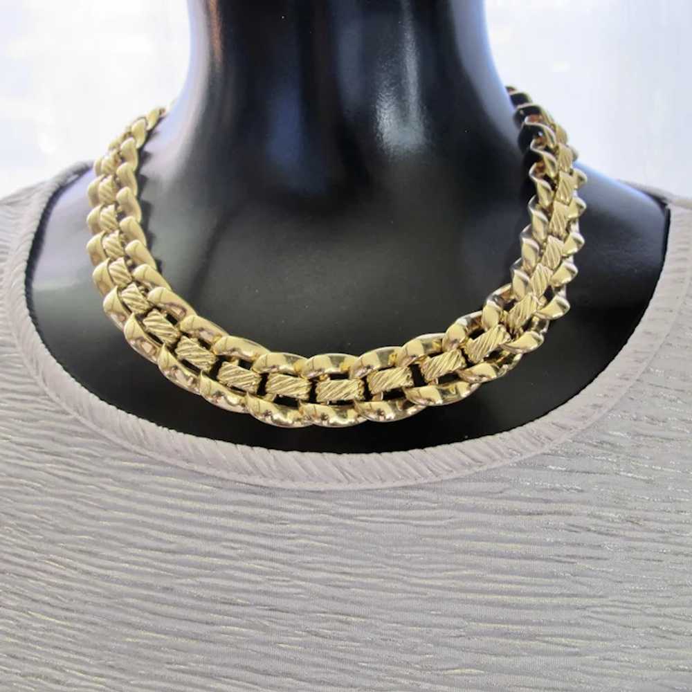 Vintage Napier Gold Tone Link Choker Necklace - image 11