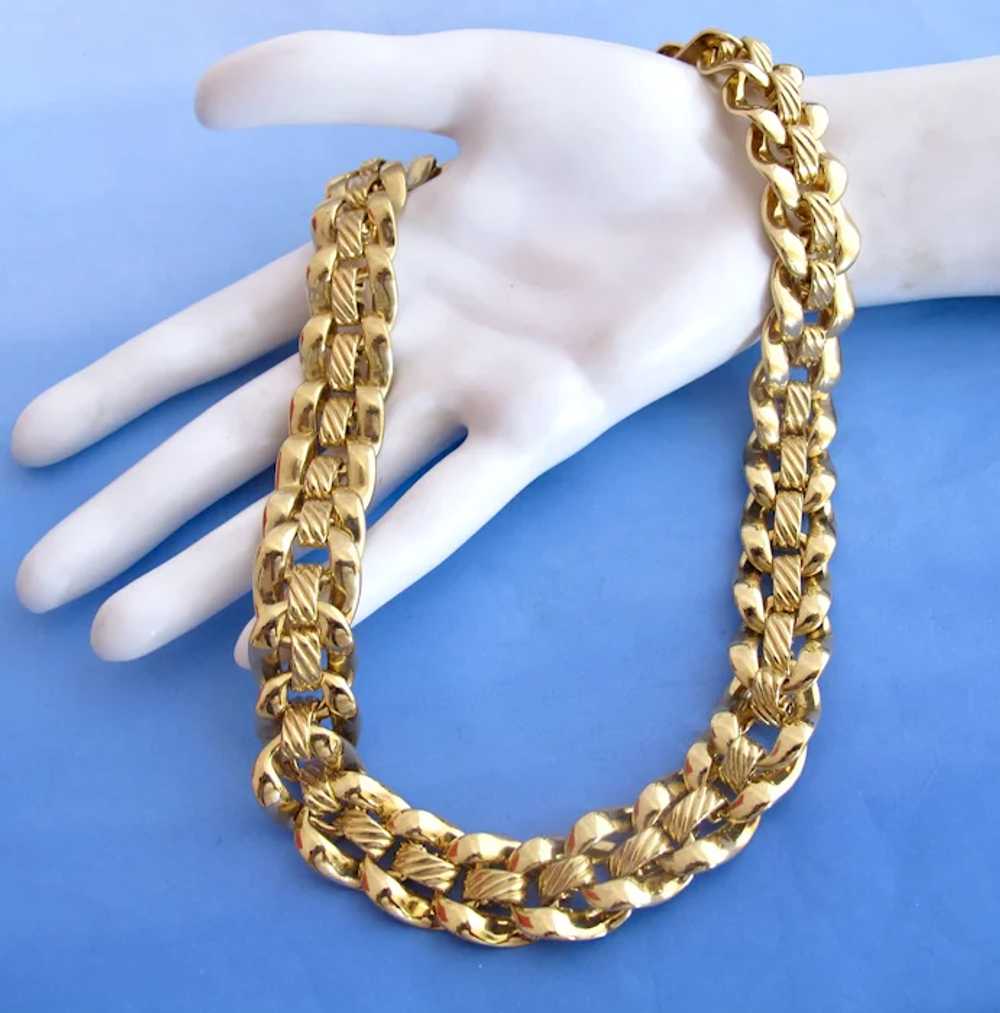 Vintage Napier Gold Tone Link Choker Necklace - image 4