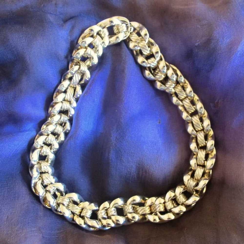 Vintage Napier Gold Tone Link Choker Necklace - image 7