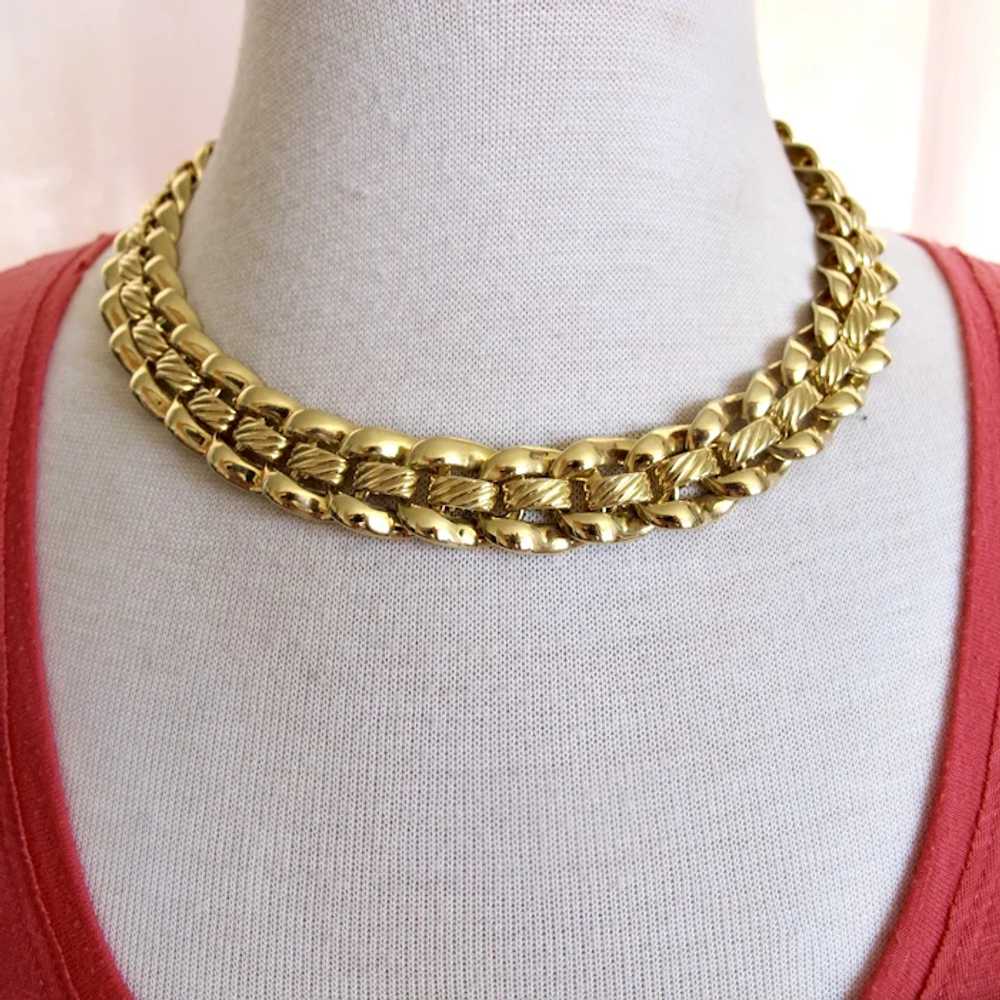 Vintage Napier Gold Tone Link Choker Necklace - image 8