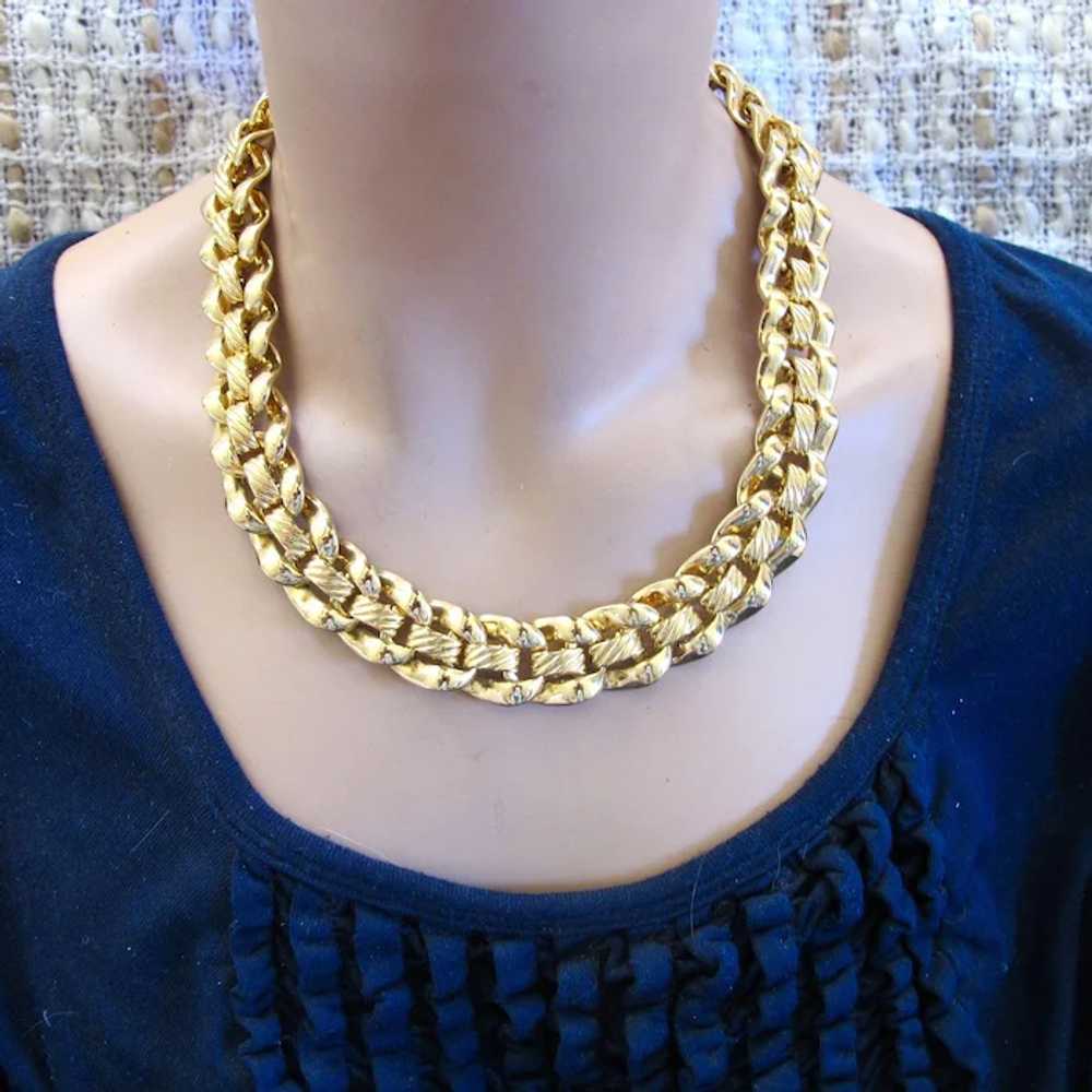 Vintage Napier Gold Tone Link Choker Necklace - image 9