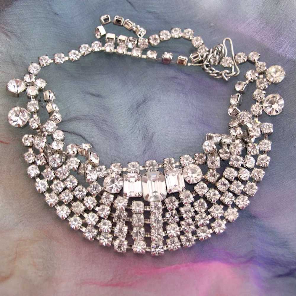 Vintage Icy Rhinestone Choker Necklace - image 10