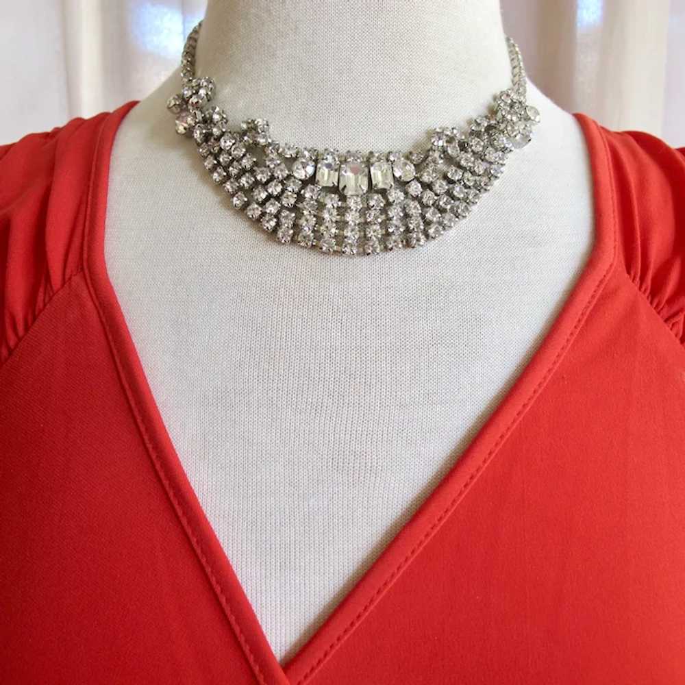 Vintage Icy Rhinestone Choker Necklace - image 2