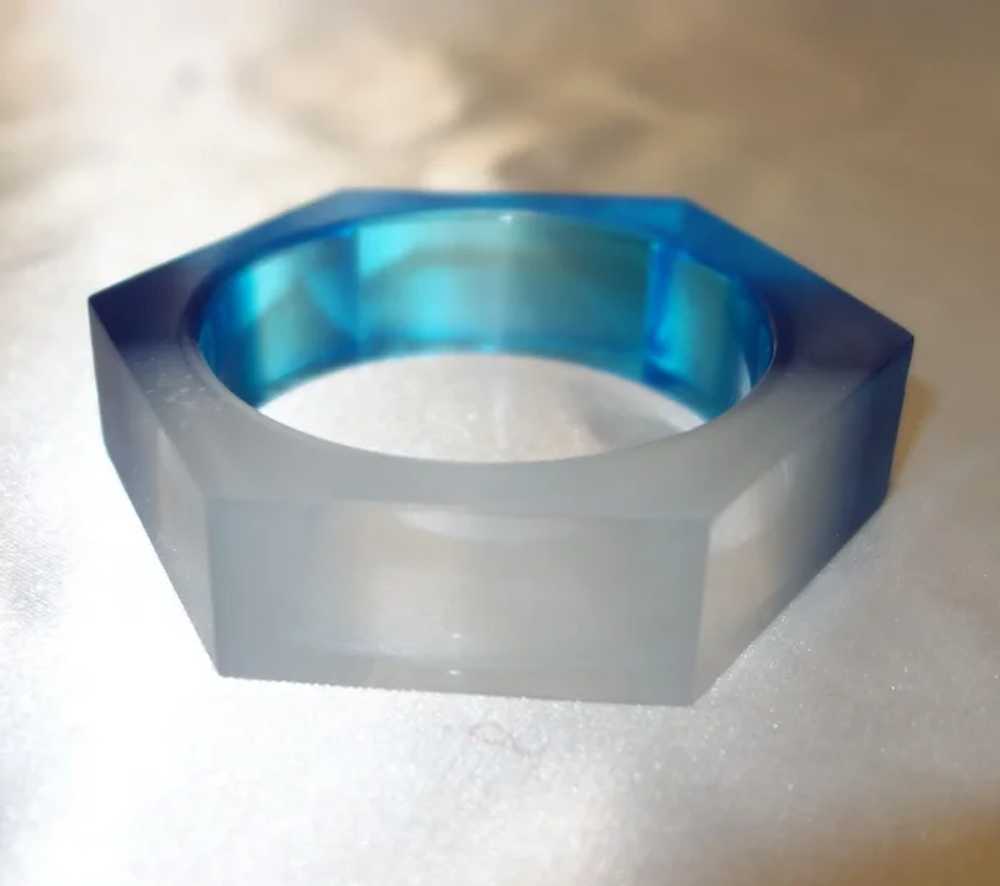 Transparent Blue and Clear Lucite Bracelet - image 2