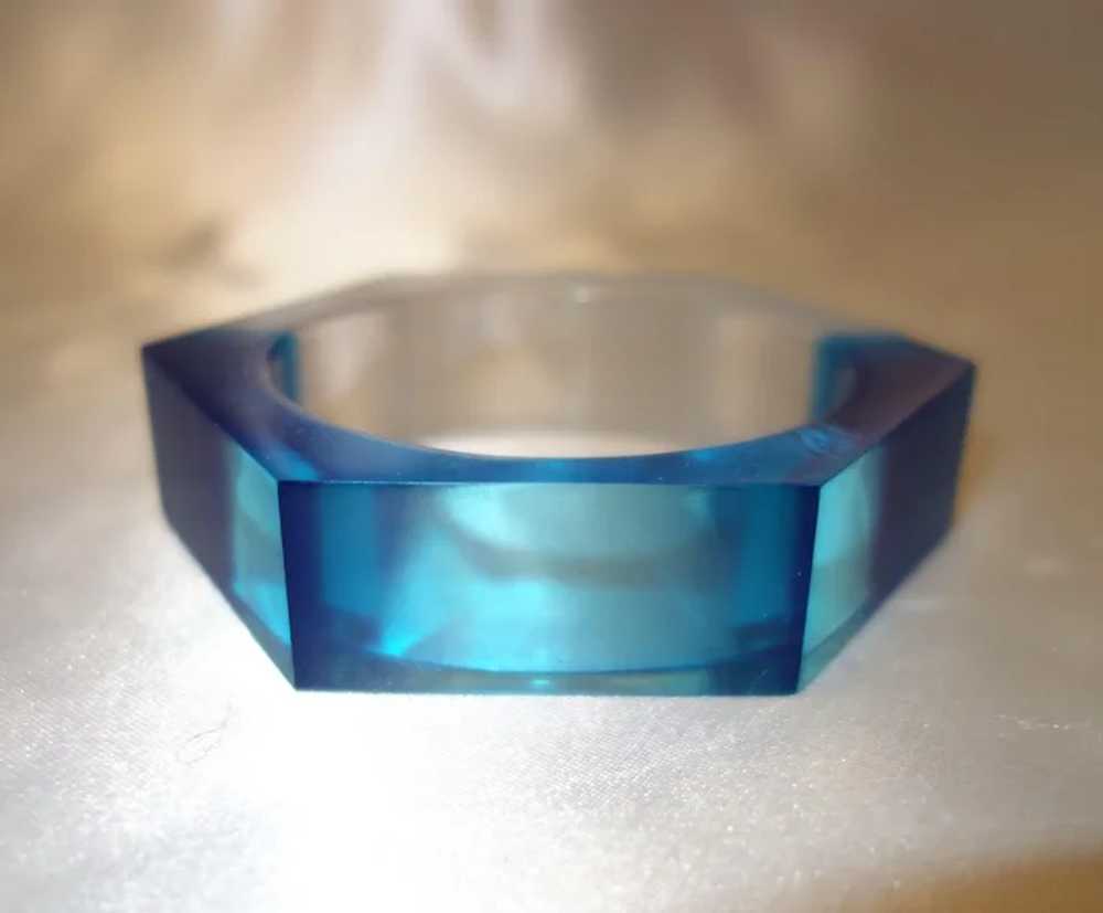 Transparent Blue and Clear Lucite Bracelet - image 3