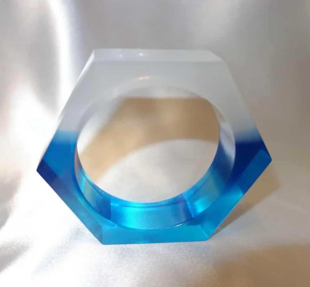 Transparent Blue and Clear Lucite Bracelet - image 4