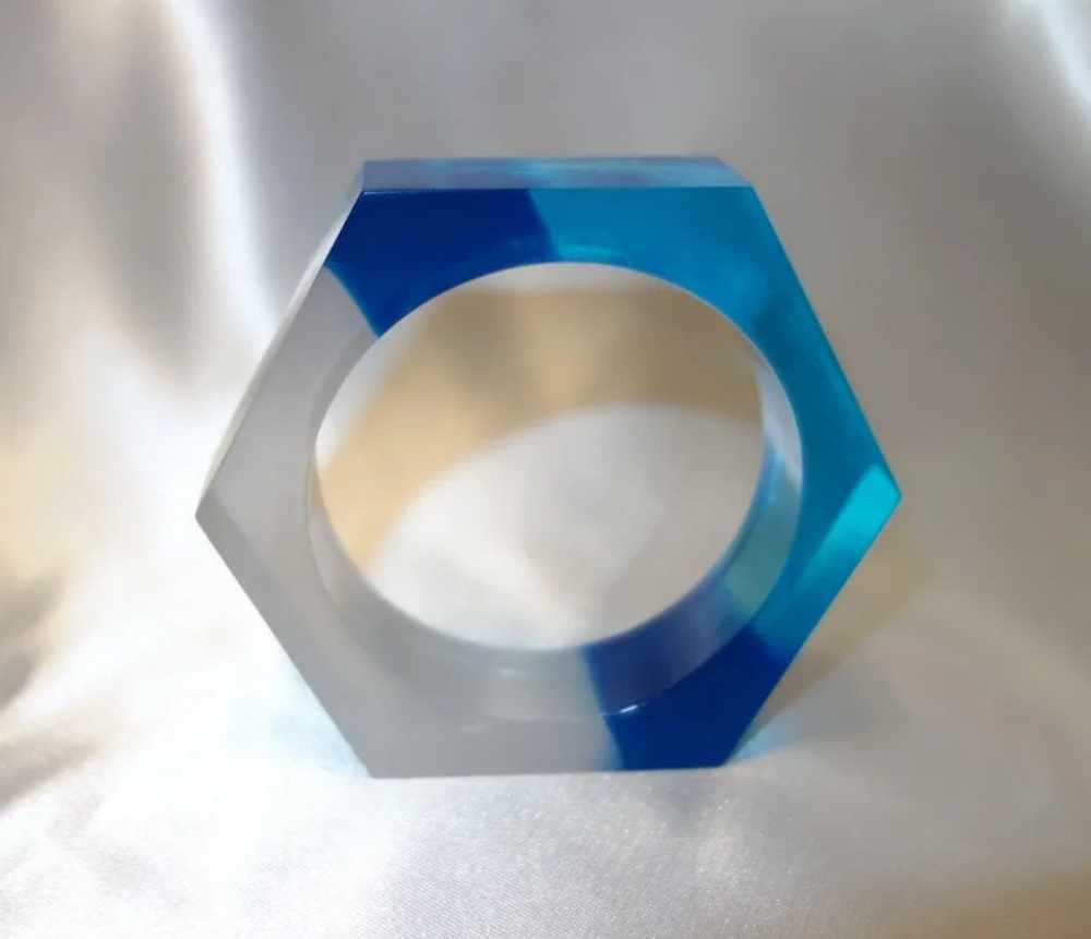 Transparent Blue and Clear Lucite Bracelet - image 5