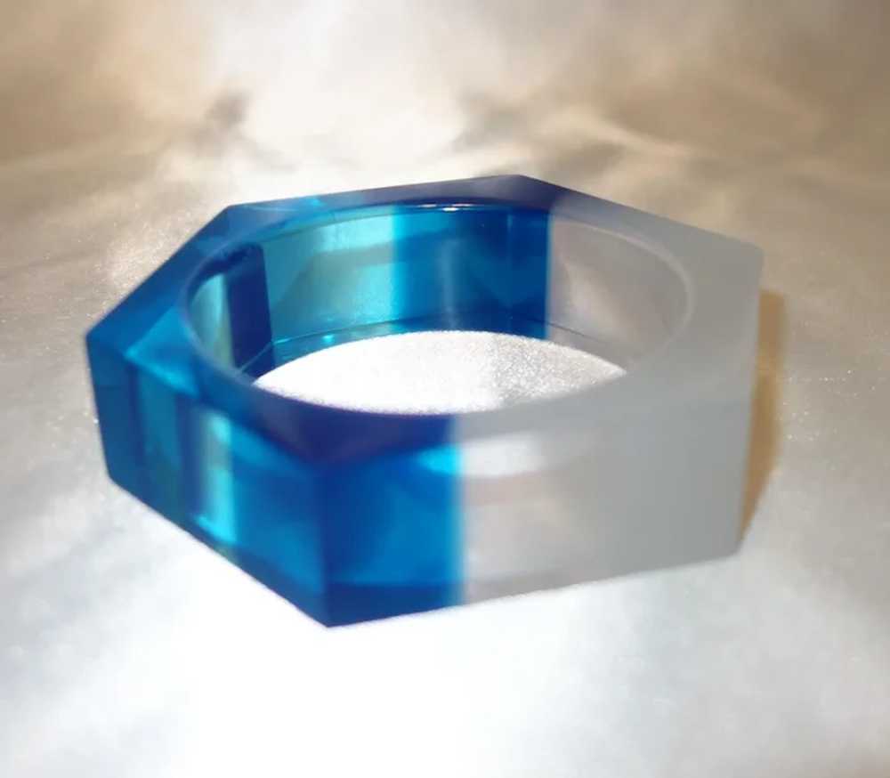 Transparent Blue and Clear Lucite Bracelet - image 6