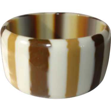 Extra Wide Opaque Striped Lucite Bangle Bracelet