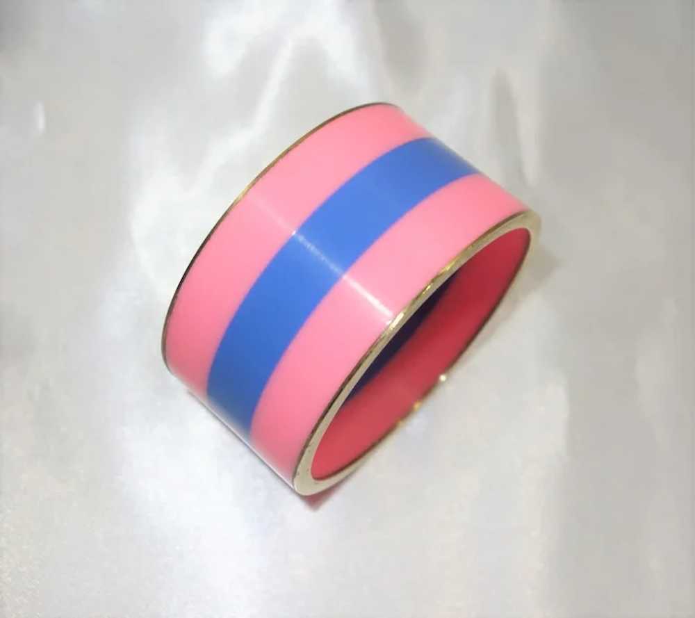 Blue and Pink Laminated Lucite Bangle Bracelet - image 2