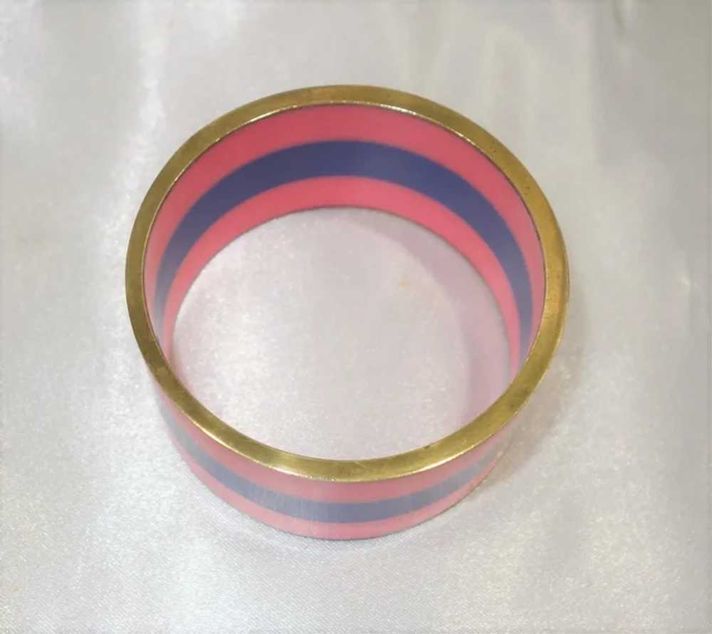 Blue and Pink Laminated Lucite Bangle Bracelet - image 3
