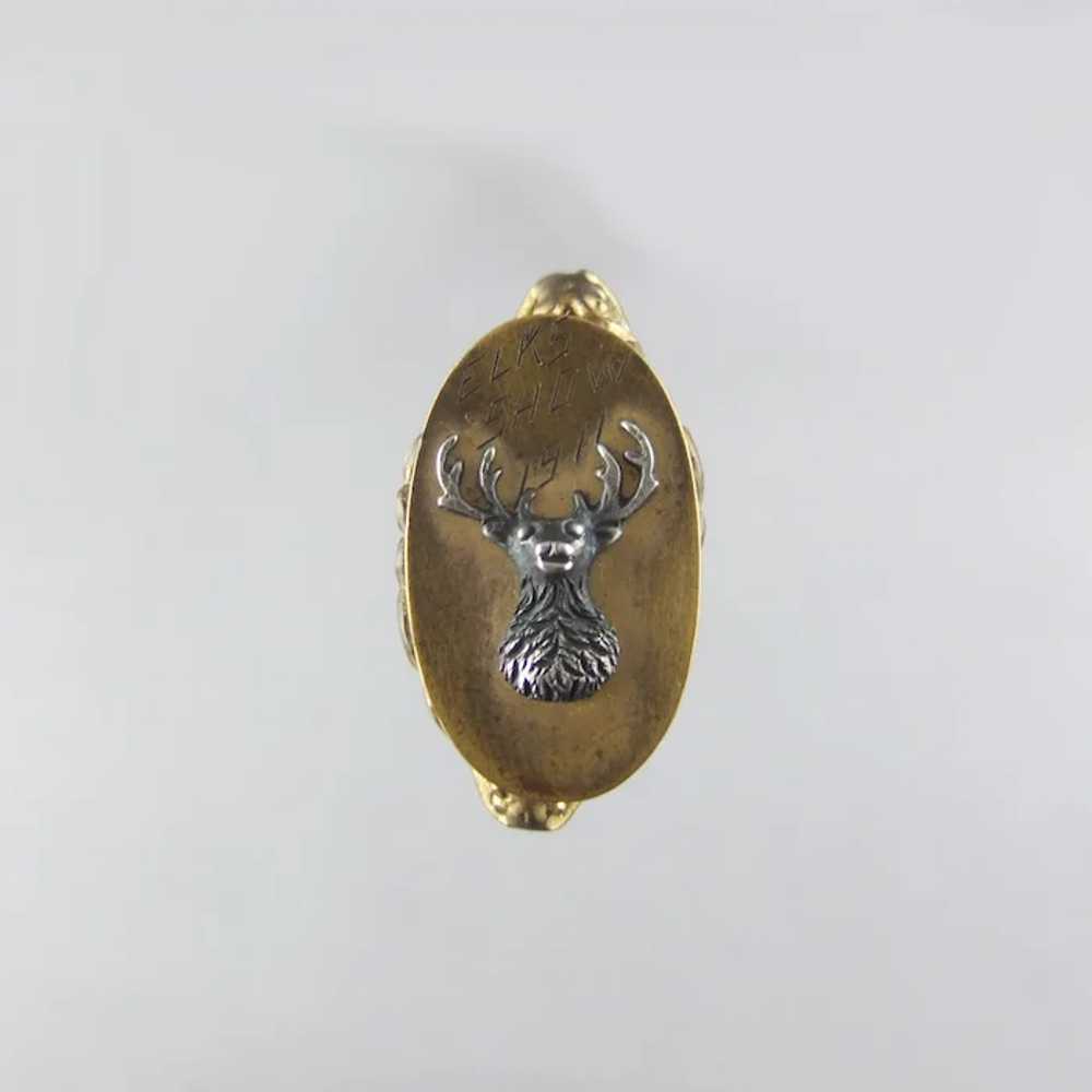 Hatpin – 1911 Elks Show BPOE Filigree Hat Pin Sil… - image 2