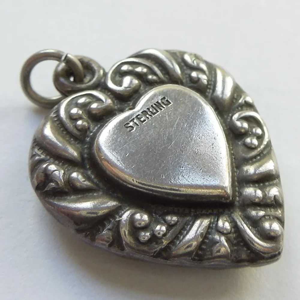 Larger Sterling Silver Puffy Heart Charm - Double… - image 5