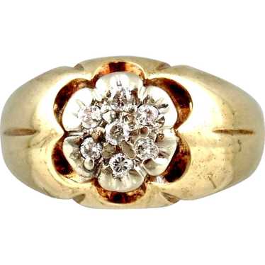 10k Two-tone Gold Diamond Man's Ring - image 1