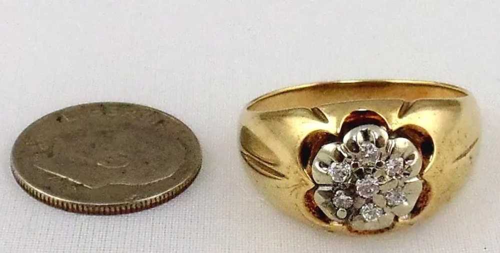 10k Two-tone Gold Diamond Man's Ring - image 5