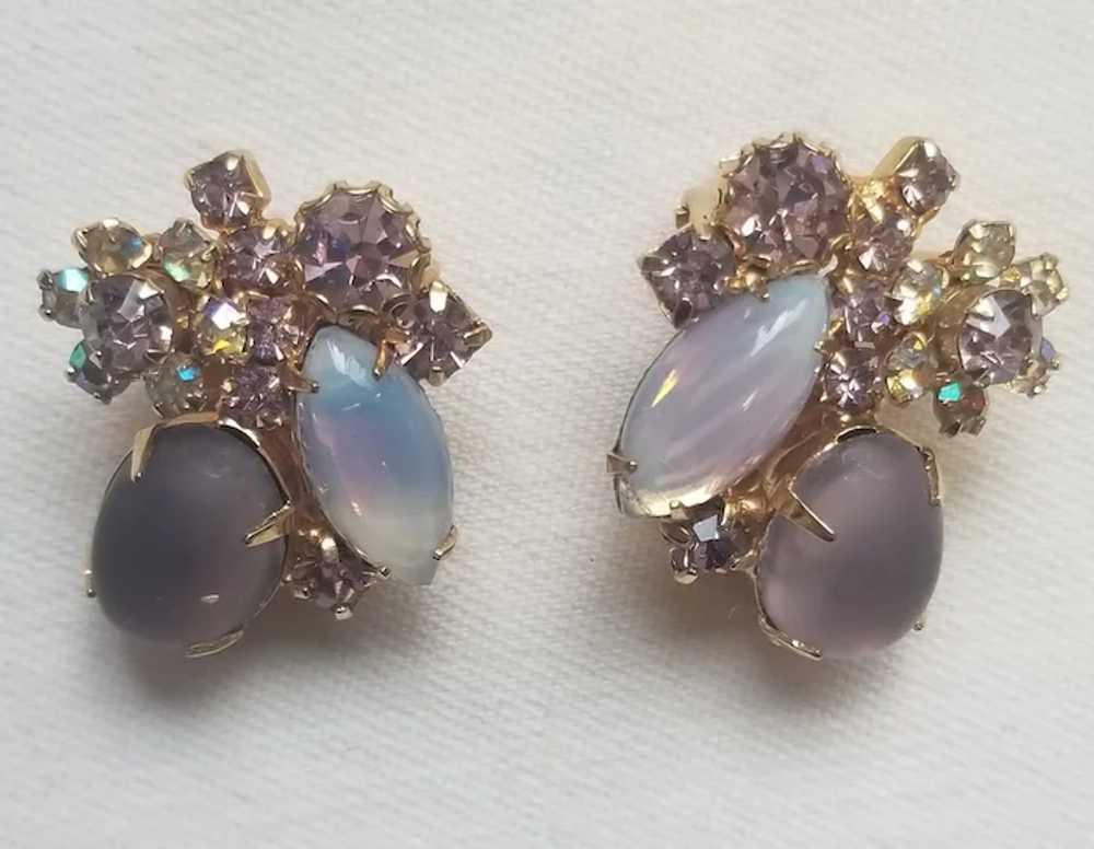 Stunning Vintage Weiss NY Lavender Crystal Earrin… - image 2