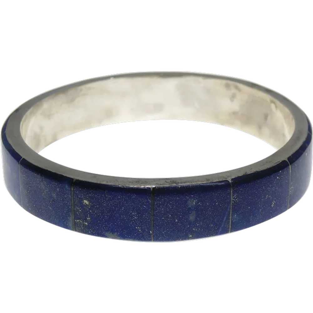 Sterling Silver Lapis Lazuli Bangle Bracelet - image 1