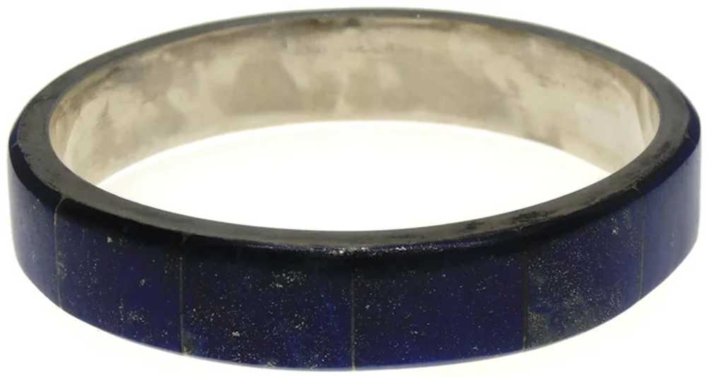 Sterling Silver Lapis Lazuli Bangle Bracelet - image 2
