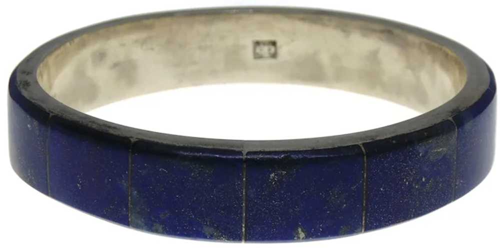 Sterling Silver Lapis Lazuli Bangle Bracelet - image 3