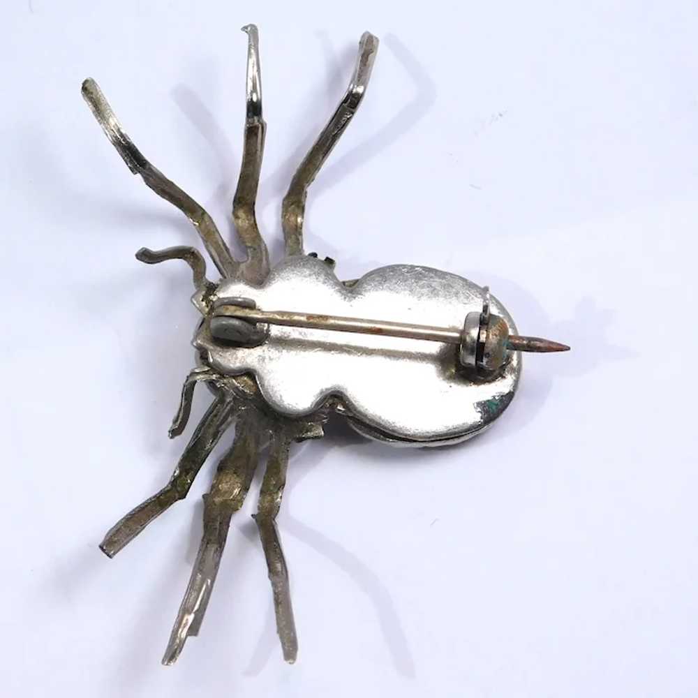Antique Silver Marcasite Spider Pin - image 4