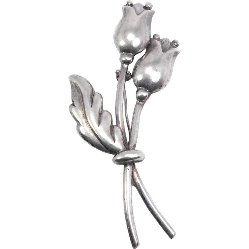 Hector Aguilar 940 Silver Flower Pin Taxco - image 1