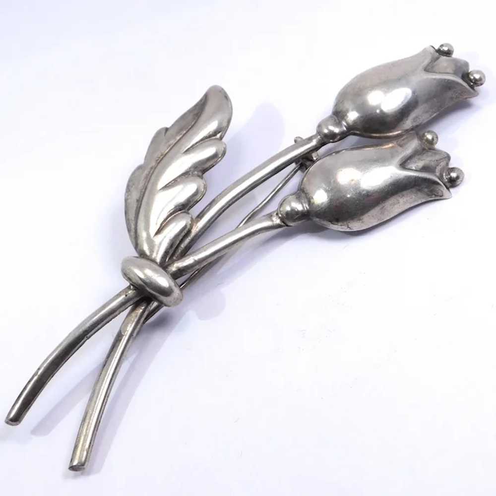 Hector Aguilar 940 Silver Flower Pin Taxco - image 2