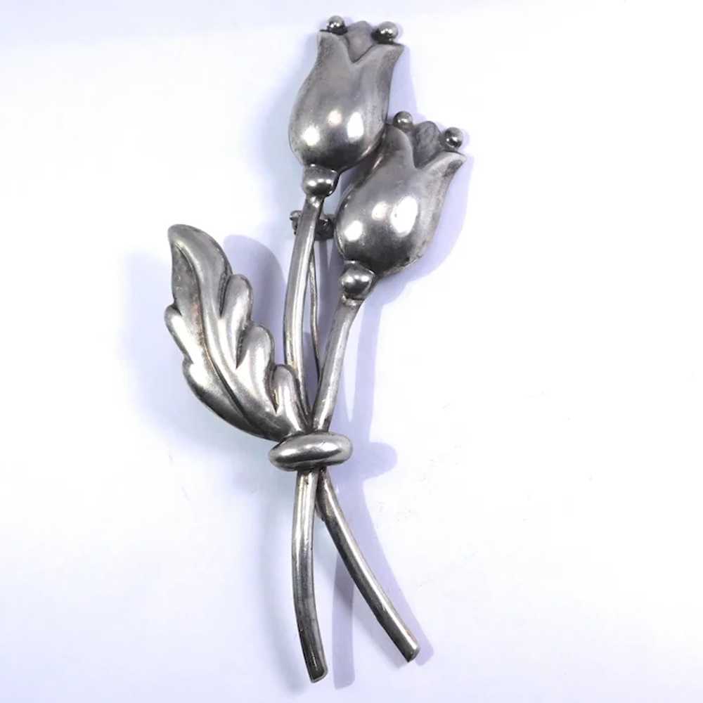 Hector Aguilar 940 Silver Flower Pin Taxco - image 3