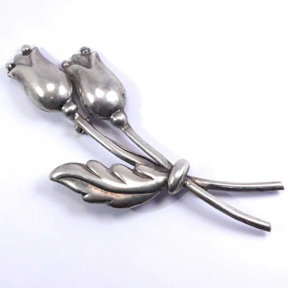 Hector Aguilar 940 Silver Flower Pin Taxco - image 4