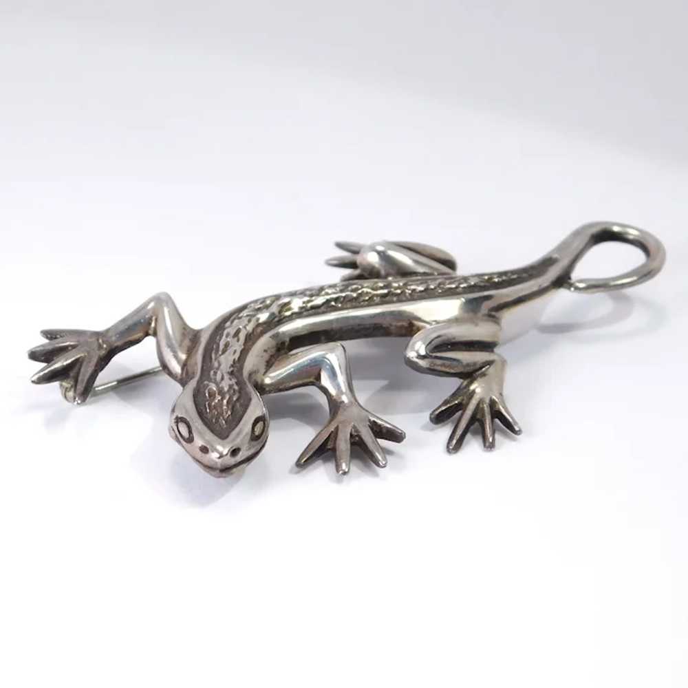 Vintage Sterling Silver Lizard Pin - image 3