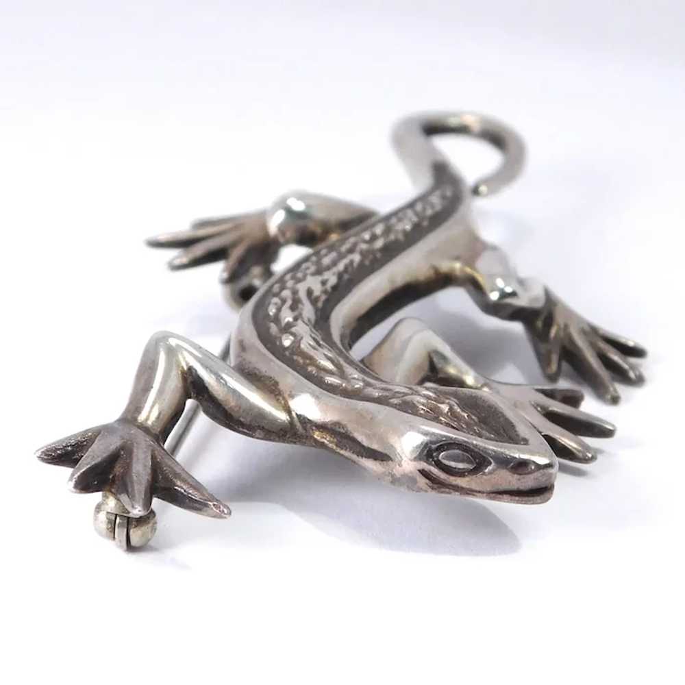 Vintage Sterling Silver Lizard Pin - image 4