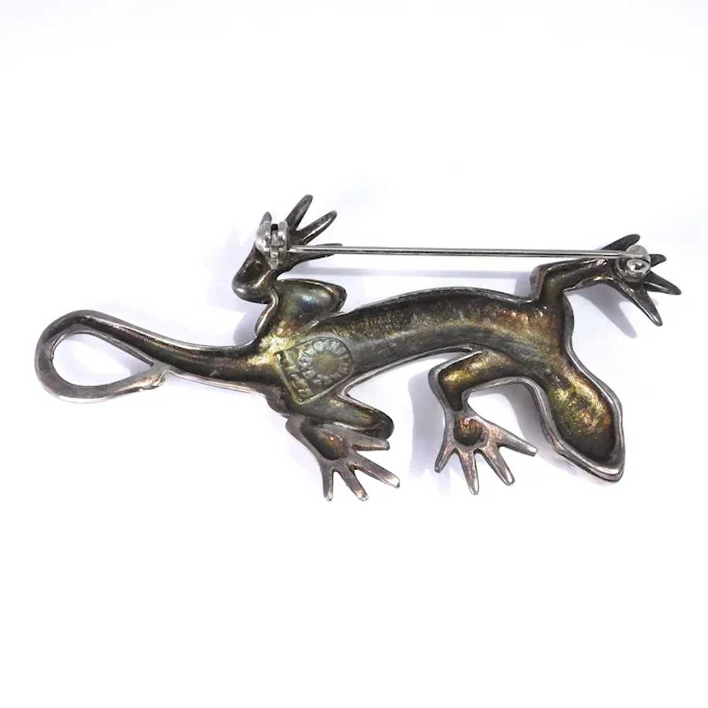Vintage Sterling Silver Lizard Pin - image 5