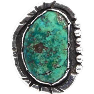 Old Signed Morenci Turquoise Ring Sterling Silver - image 1