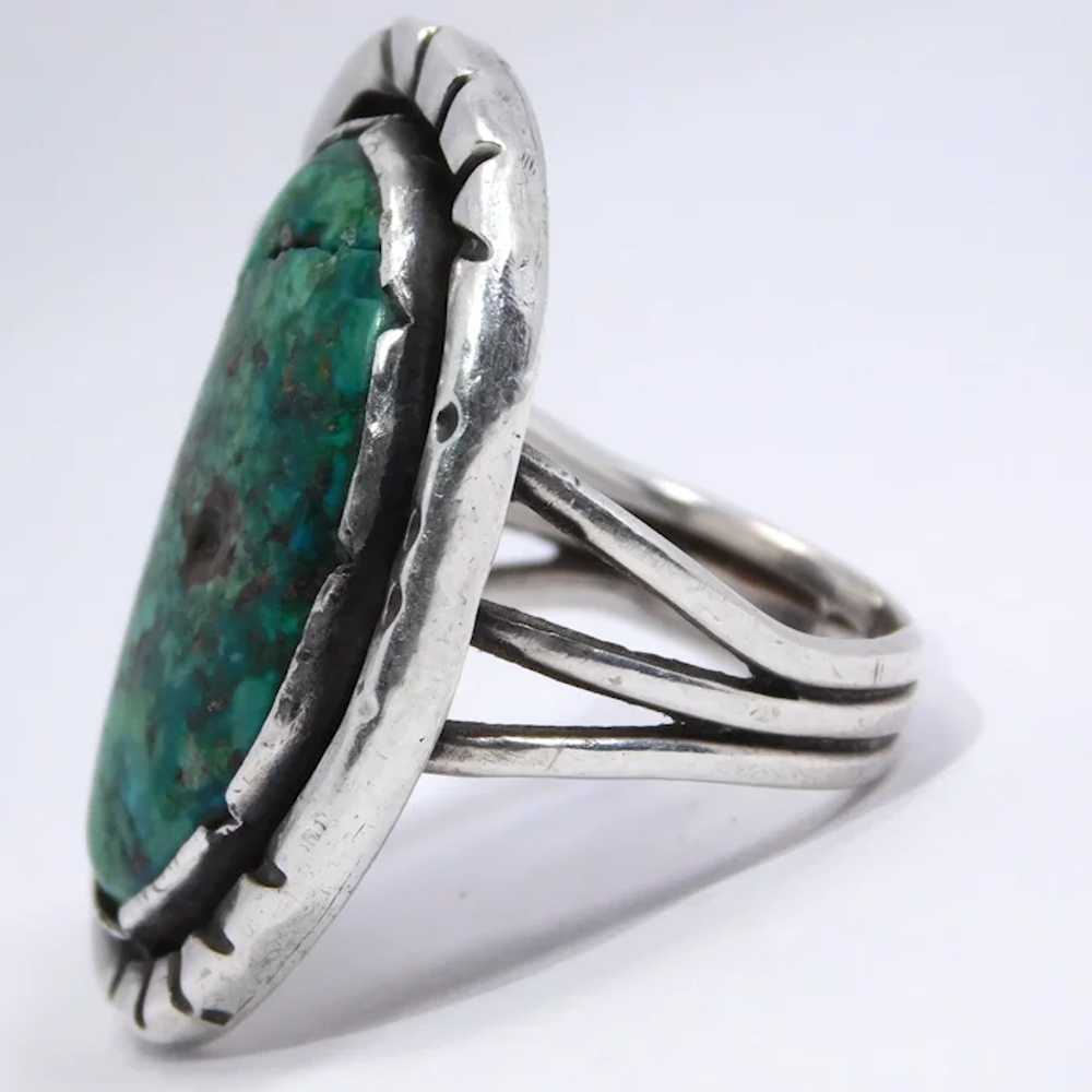 Old Signed Morenci Turquoise Ring Sterling Silver - image 6