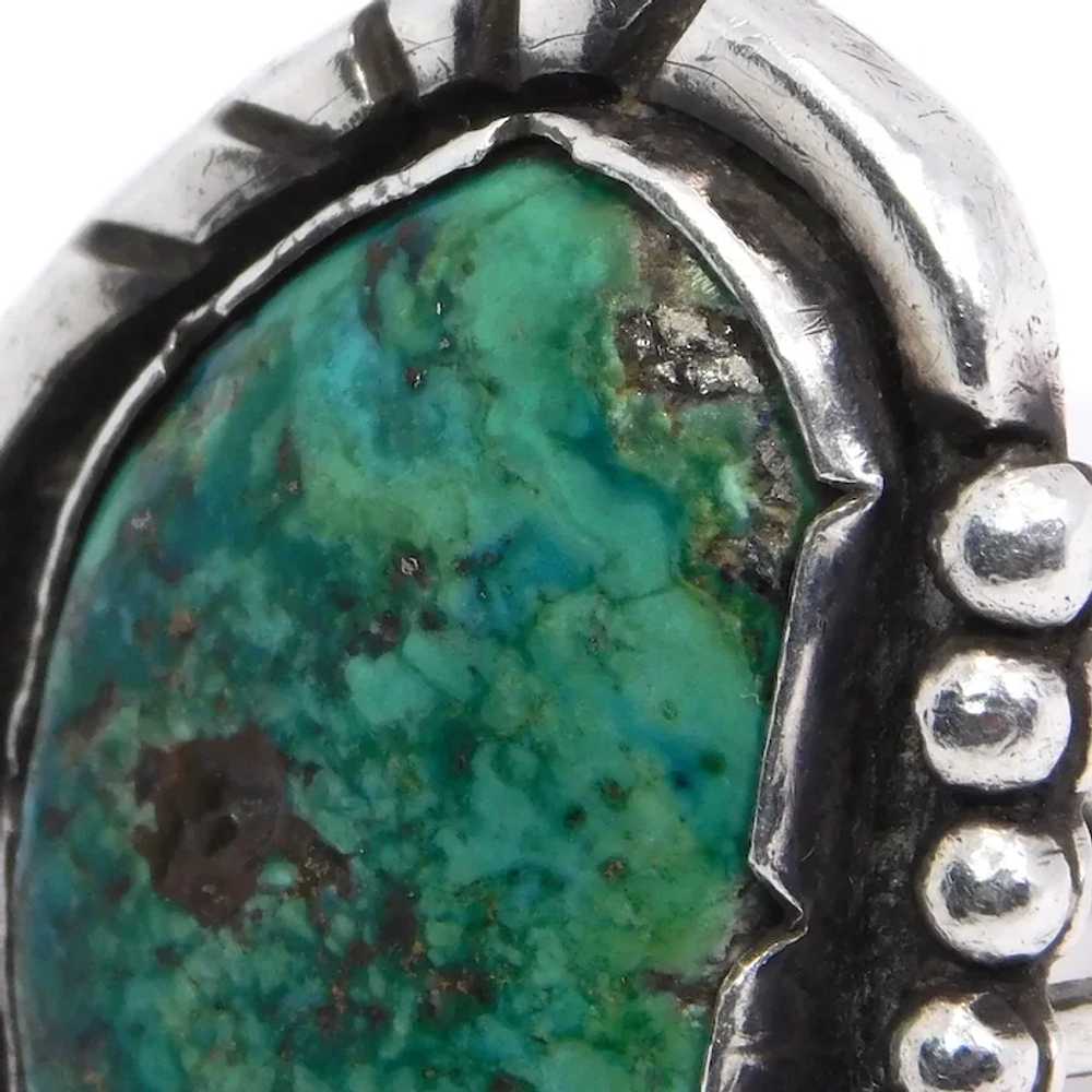 Old Signed Morenci Turquoise Ring Sterling Silver - image 7