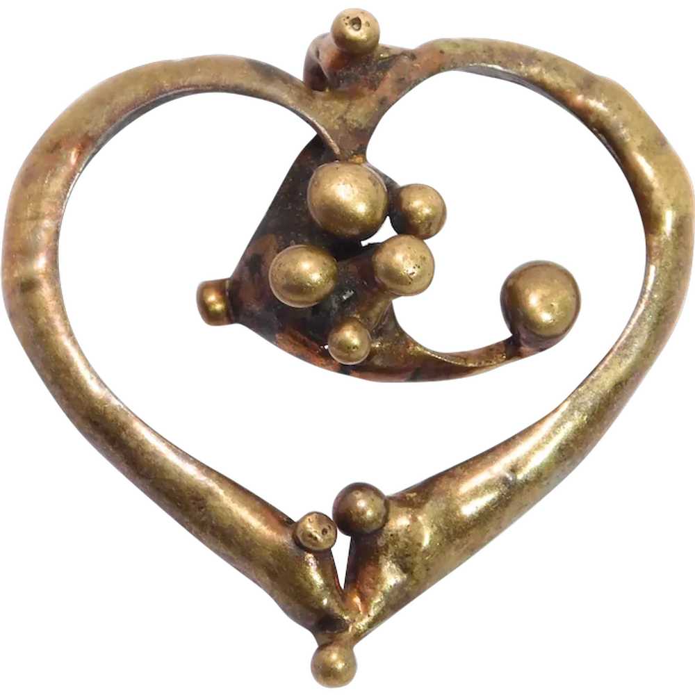 Superb Bronze Heart Modernist Pendant - image 1