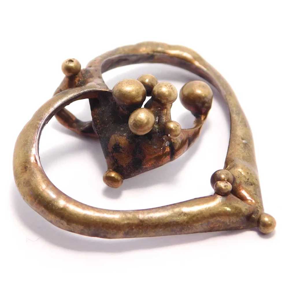 Superb Bronze Heart Modernist Pendant - image 3