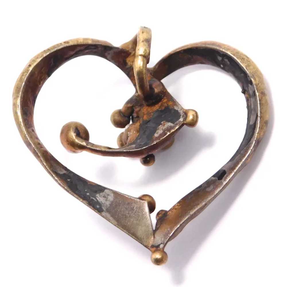 Superb Bronze Heart Modernist Pendant - image 4