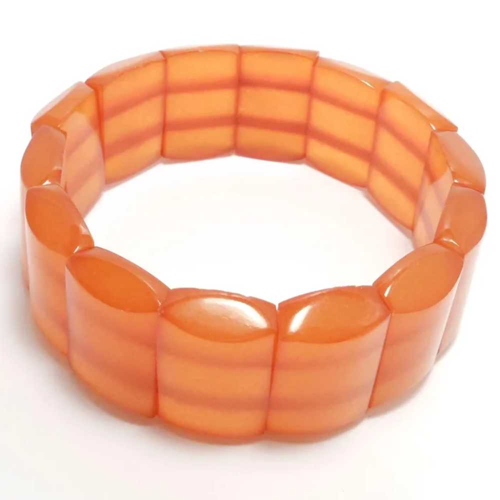 Natural Honey Amber Stretch Bracelet Art Deco 32 … - image 3