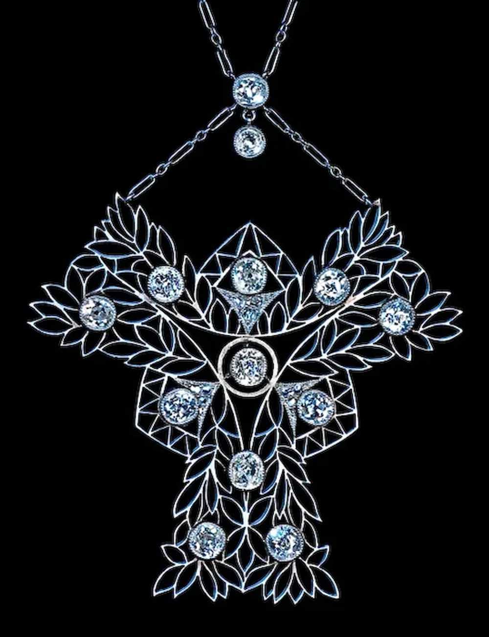 Art Nouveau 3.50 ct Diamond Openwork Necklace Ant… - image 5
