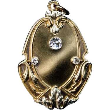 Art Nouveau Antique Diamond 14K Gold Locket - image 1